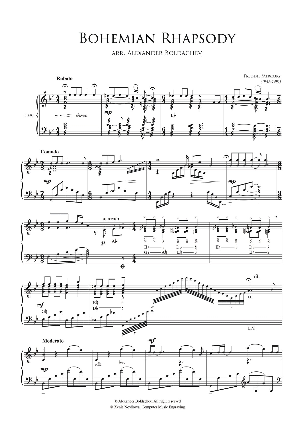 Freddie Mercury - Bohemian Rhapsody (PDF version)